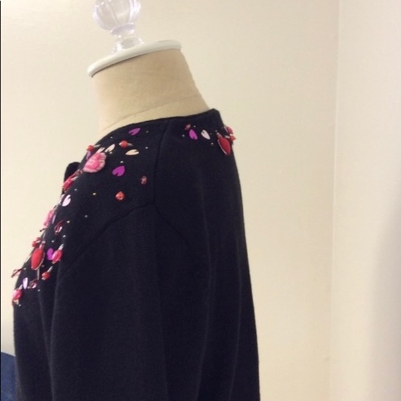 Bobbie Bell Black Sweater w ❤️ Appliqués  & Beads. - Picture 3 of 4